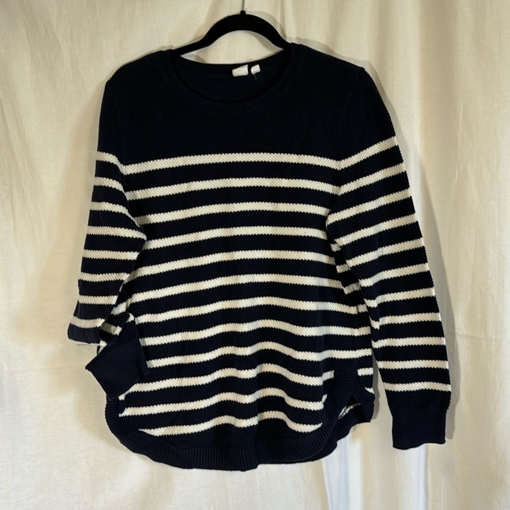 Gap XL Navy & White Cotton Crewneck Sweater